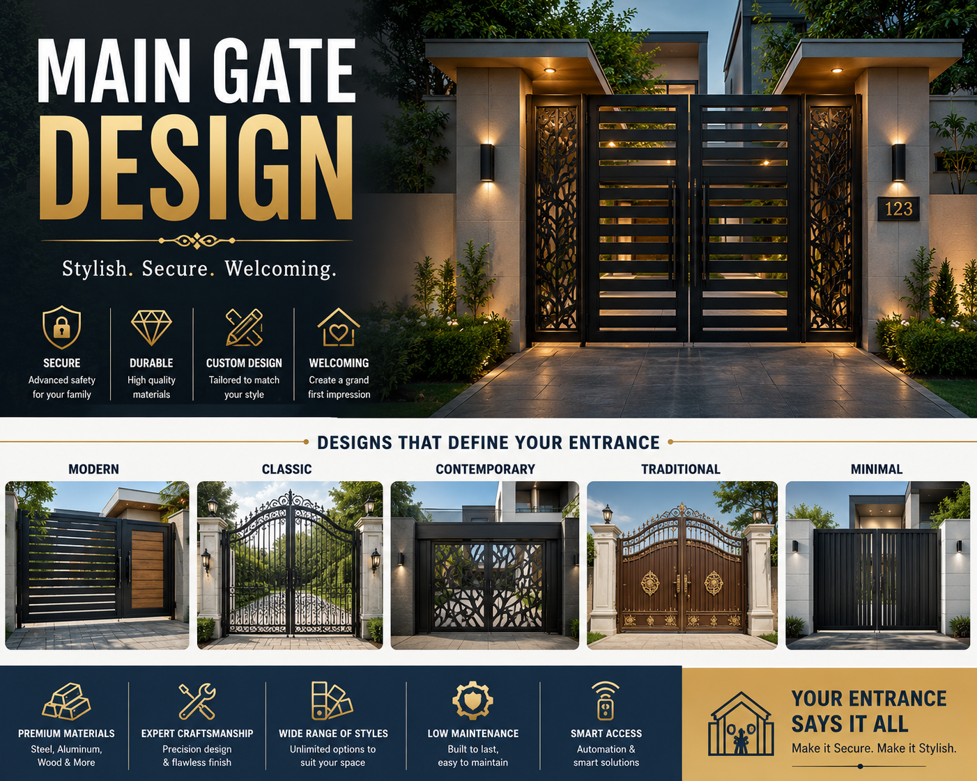 Main Gate Design: The Complete Guide to Choosing a Stylish, Secure, and Durable Entrance
